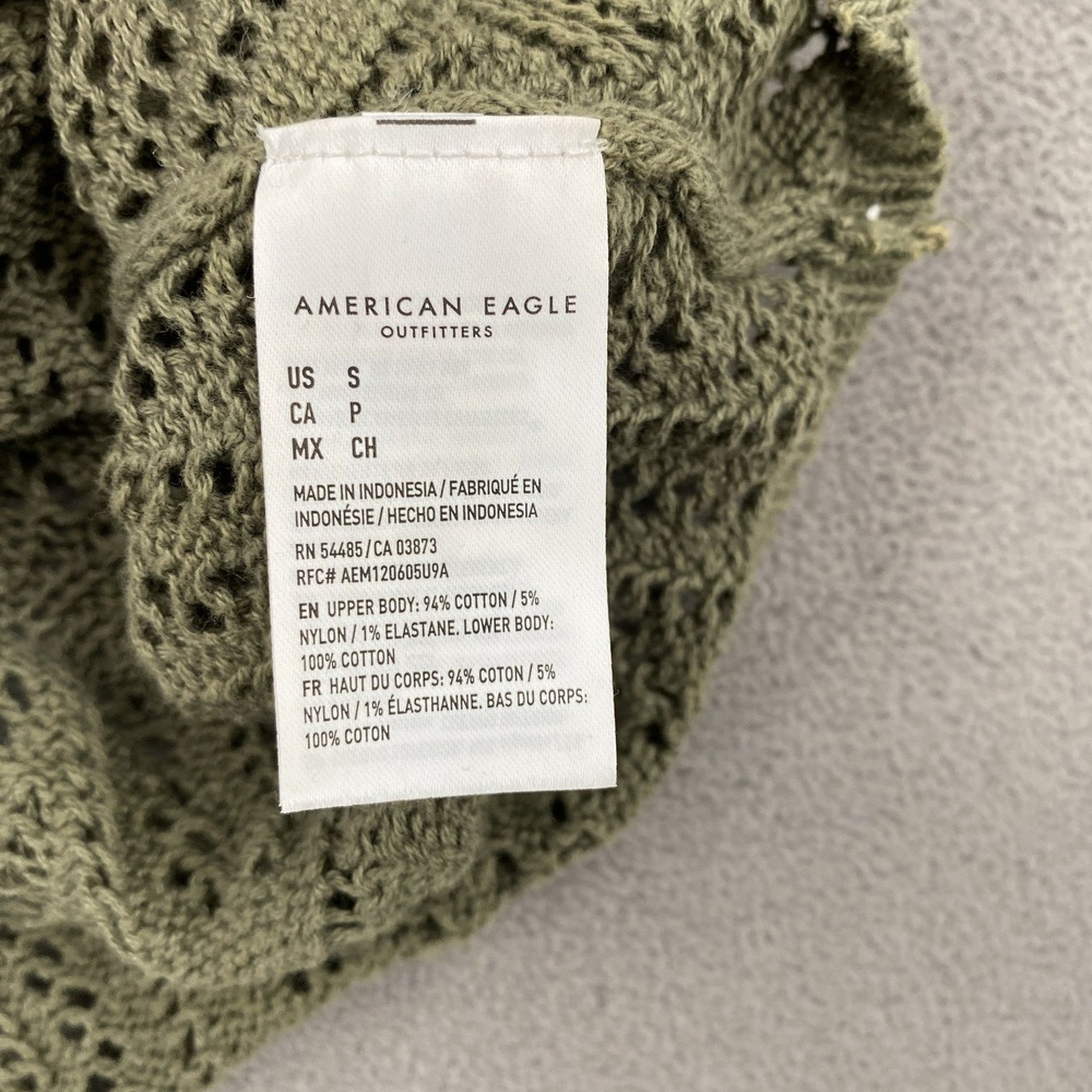 American Eagle Womens Olive Green Knit Tube Top Strapless Crochet Cropped Small - Picture 4 of 6